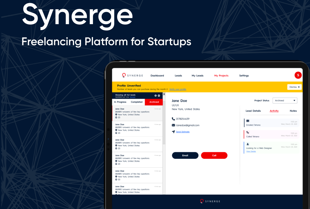 Synerge – Freelancing Platform for Startups